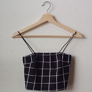 Shein Black with White Checkers Crop Top